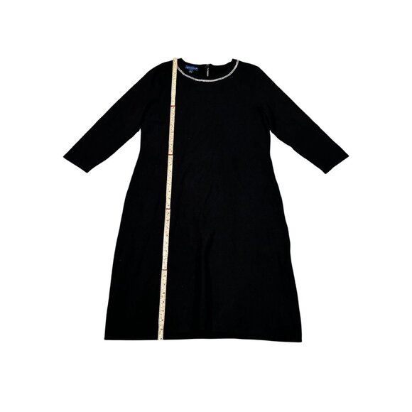 RSVP By Talbots Black Dress Size L With Rhinestone Trim Neckline 3/4 Sleeves New - Picture 4 of 10